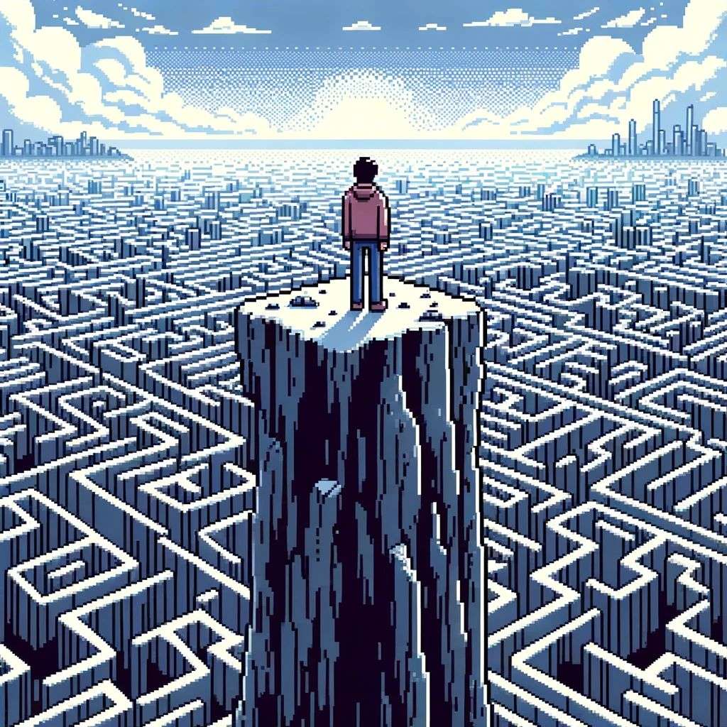 a representation of anxiety, pixel art